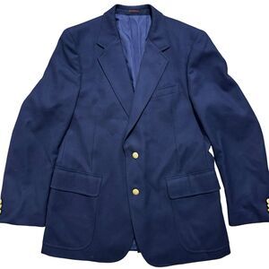 English Manor Men’s 41 R Jacket Blazer 100% Wool Gold Buttons Navy Blue Vintage